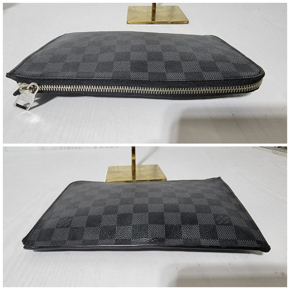 Louis Vuitton Damier Graphite Pochette Jour PM Zip Around Portfolio Clut…